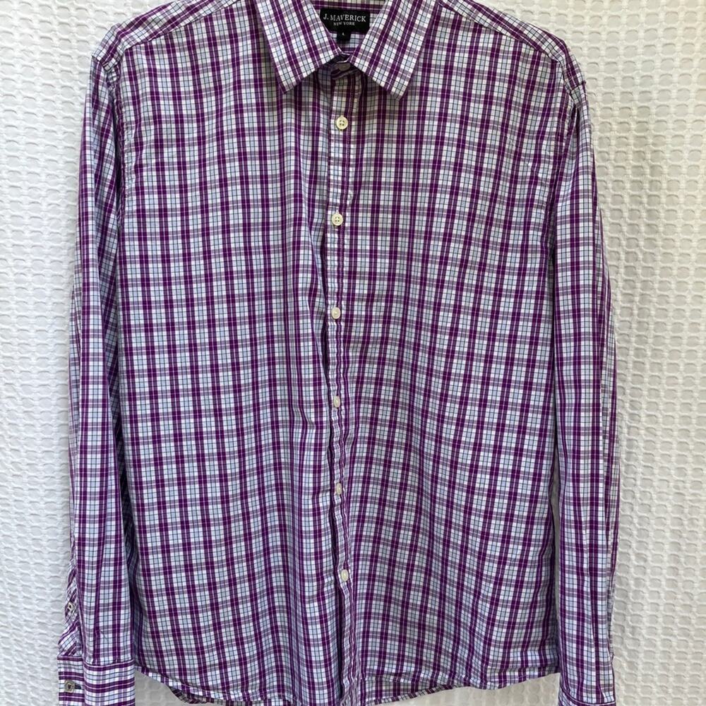 J. Maverick Men's L Long Sleeve Shirts I Shades of Purple, Gray and White